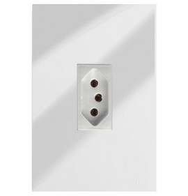 Conjunto Tomada 20a Vertical 4x2 - RECTA Espelhada Gloss (Módulo Prata)